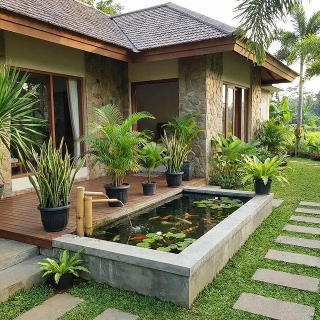 Taman Kolam Ikan Kotak di Desa (Gemini AI)