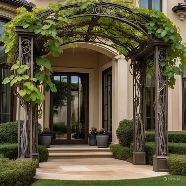 Model rumah dengan kanopi anggur (foto dari generate Meta AI)