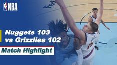Berita video higlights NBA pertandingan antara Memphis Grizzlies melawan Denver Nuggets yang berkesudahan dengan skor 102-103.