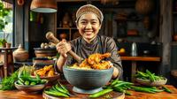 resep sambal ijo ayam geprek ©Ilustrasi dibuat AI