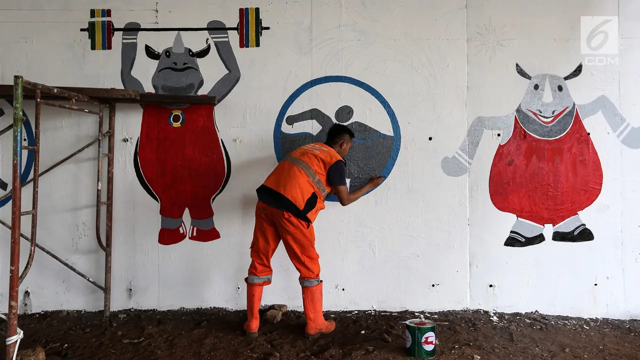 Mural Asian Games Hiasi Kolong Jembatan Layang Tol