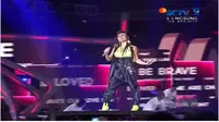 Agnez Mo tampil di Puncak HUT SCTV ke-29, di Ice BSD City, Sabtu (24/9/2019) malam