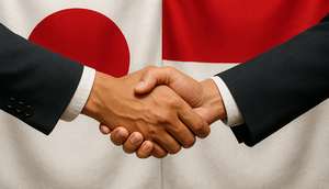 Ilustrasi persahabatan Indonesia-Jepang. (By&nbsp;OpenAI)