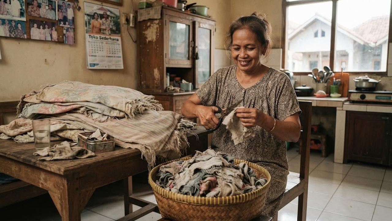 Ide memanfaatkan kain sprei lama untuk kebutuhan rumah menjadi lap rumah