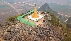 Gunung Taung Wine secara harfiah berarti gunung bundar. (Dok: IG @nyeinn.aye&nbsp;https://www.instagram.com/p/B9JKEBunXYb/?igsh=c25meGtvZHlqcml5)
