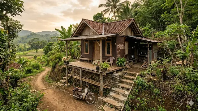 Contoh Rumah Murah Rp50 Juta di Desa dengan Tanah Miring