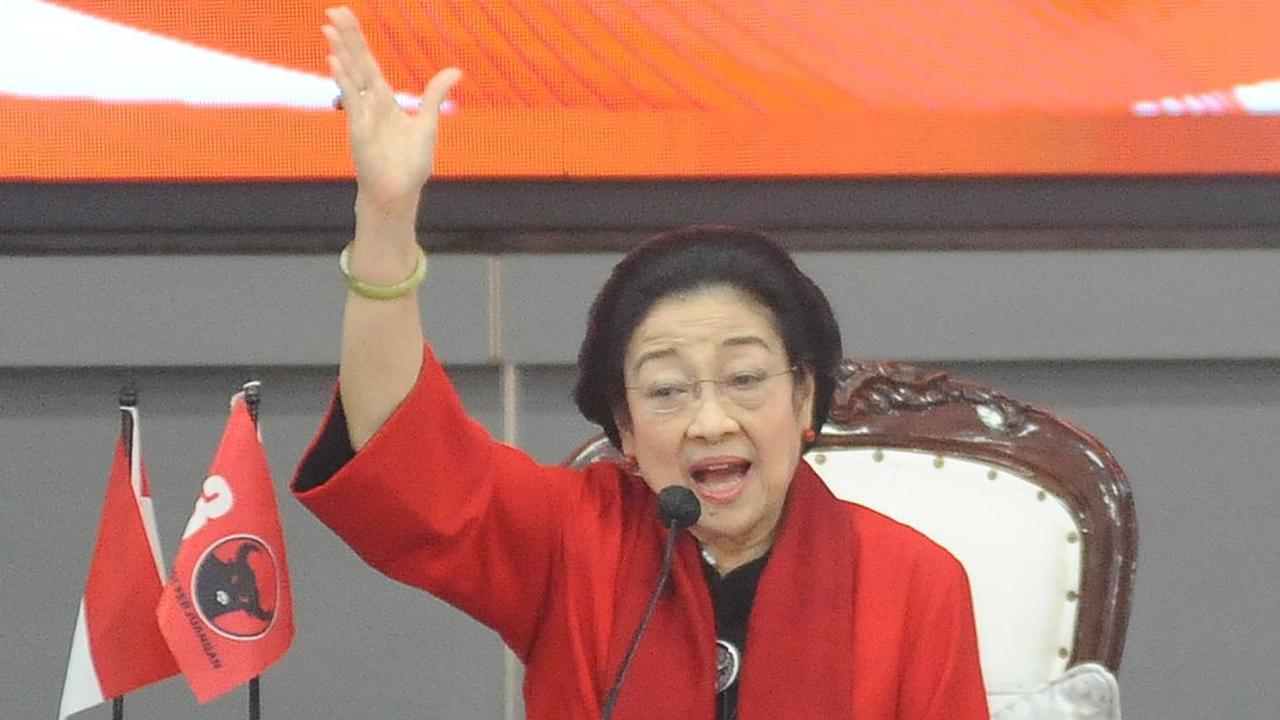 "Jadi insyaallah kita akan menang satu putaran, siap?," tanya Megawati.<br>(merdeka.com / Arie Basuki)<br>