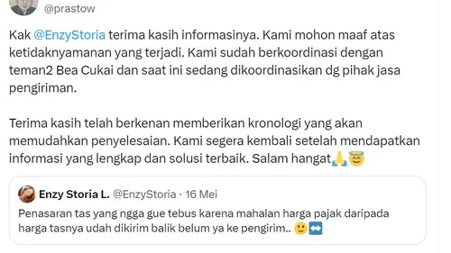 Enzy Storia Curhat Tasnya Ditahan Bea Cukai Tapi Ogah Ditebus, Stafsus  Menkeu Langsung Minta Maaf - ShowBiz Liputan6.com