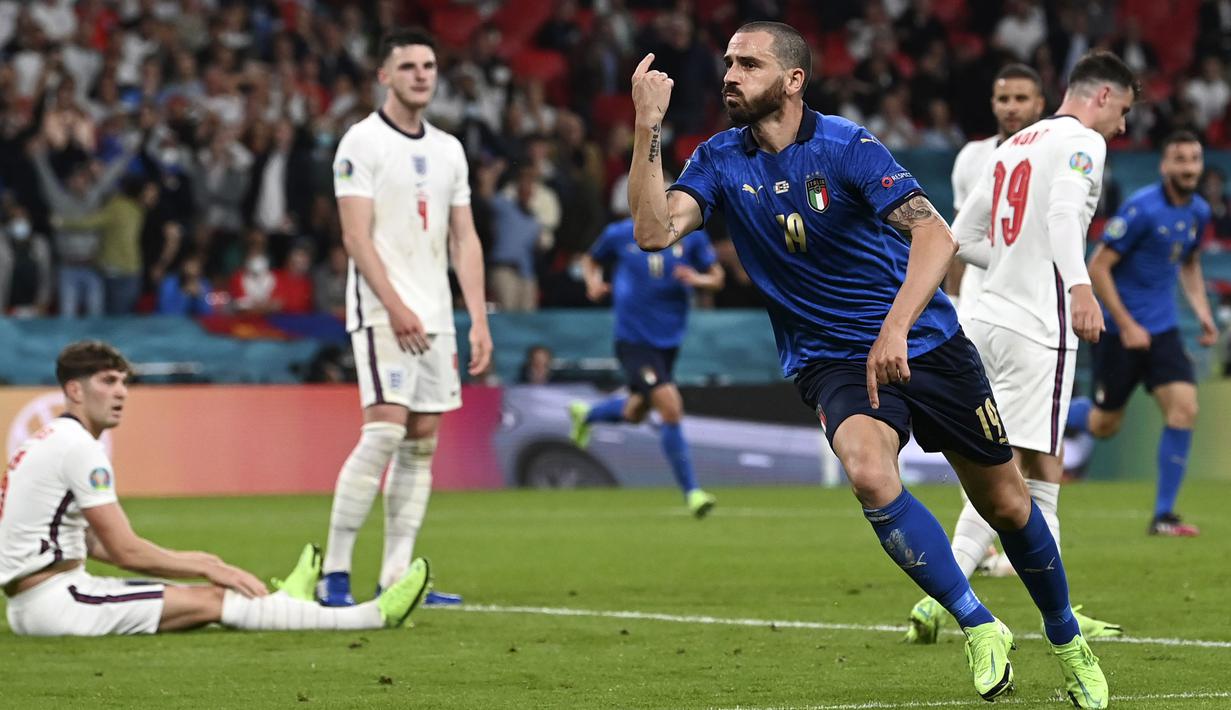 Bek veteran Italia ini meraih penghargaan pemain terbaik pada laga final berkat ketangguhannya di lini pertahanan dan sumbangan satu gol yang membuat Italia mengimbangi Inggris hingga waktu normal. (Foto:AP/Paul Ellis)