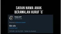 7 Nama Anak Awalan Huruf Q ala Netizen Ini Bikin Susah Tahan Tawa (sumber: Twitter/luculucuaaan/welly_thok)