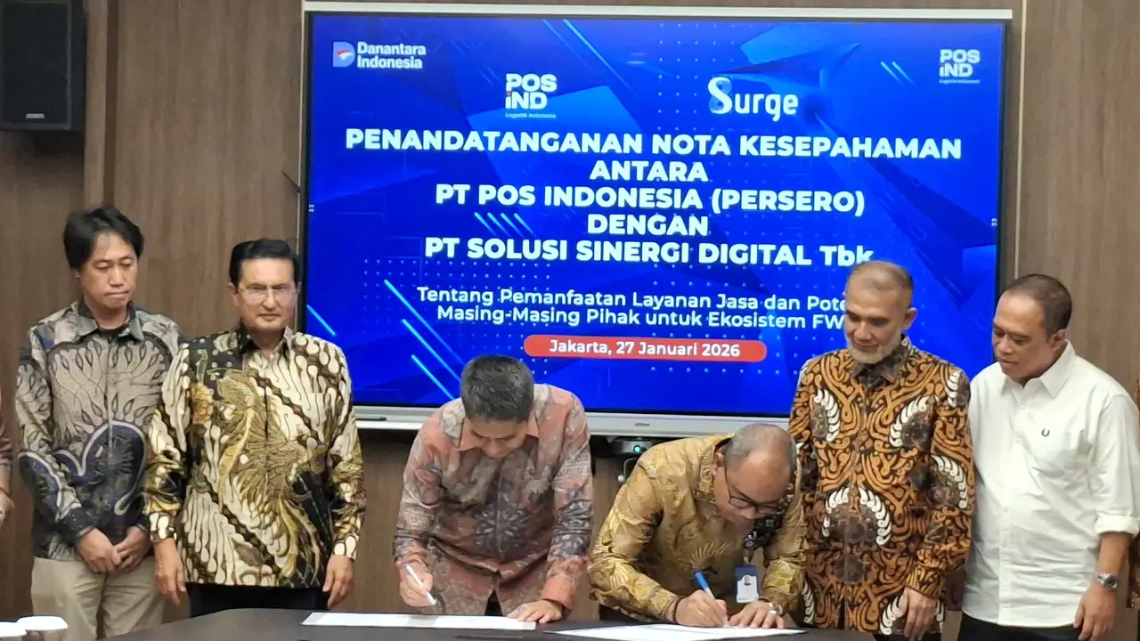 Kerja sama antara PT Pos Indonesia dengan PT Solusi Sinergi Digital Tbk (WIFI) atau Surge. (Dok Pos)
