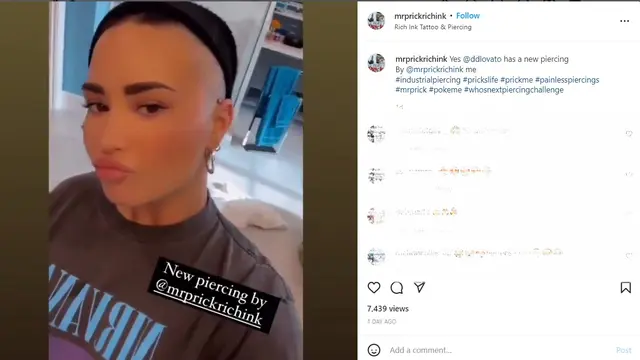 Tindikan baru Demi Lovato. (Tangkapan layar Instagram/ mrprickrichink)