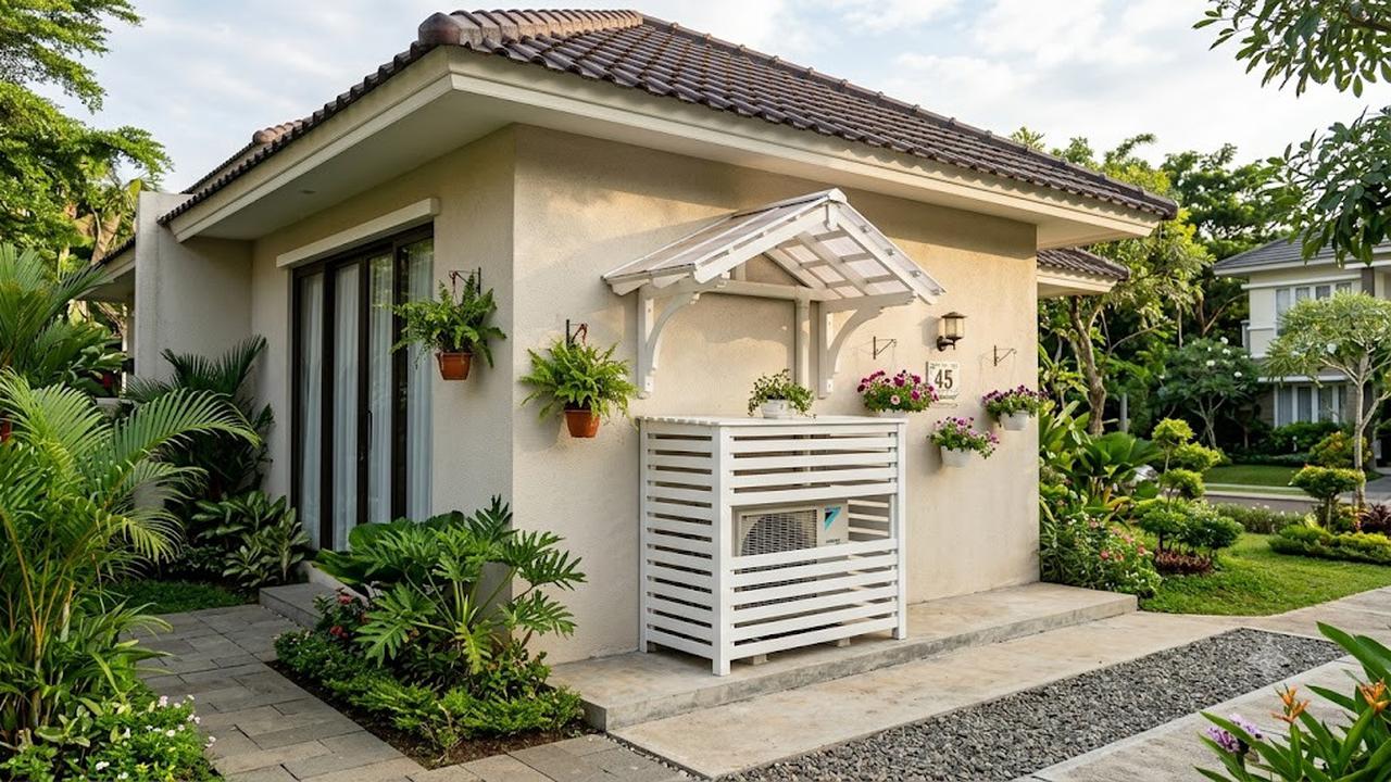 Rak Pelindung AC Outdoor yang Cantik (AI Generated)