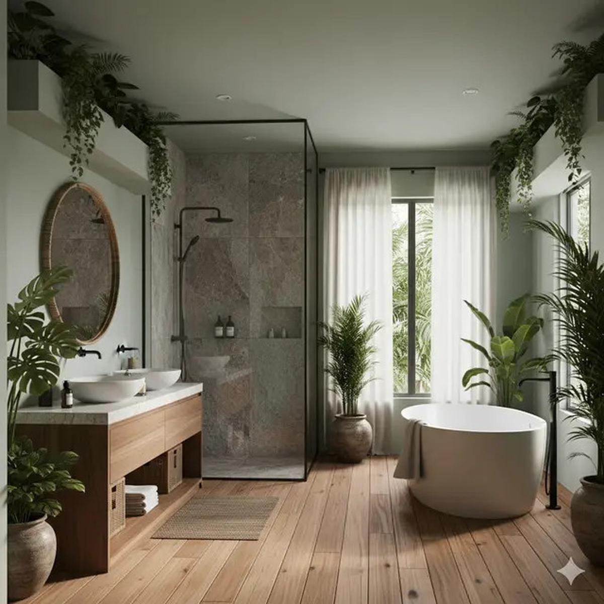 8 Inspirasi Kamar Mandi Konsep Alam 2025, Tren Desain Natural yang Bikin Rileks