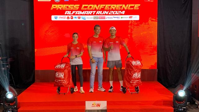 Ibnu Jamil saat jumpa pers di Alfamart Run 2024, di Alfa Tower, Alam Sutera, Tangerang, Kamis (1/8/2024).