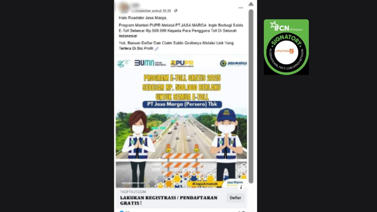 Deretan Hoaks seputar Program E-Toll dari Jasa Marga, Cek Daftarnya