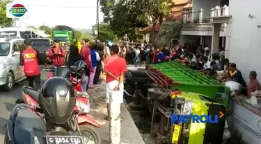 Truk muatan sa[I di Brebes, Jawa Tengah, terguling hingga membuat belasan sapi terlepas dan menghilang dalam hutan.