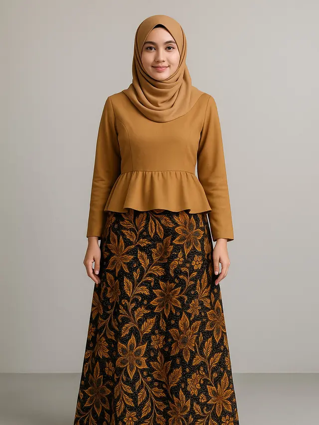 model gamis batik dengan hijab