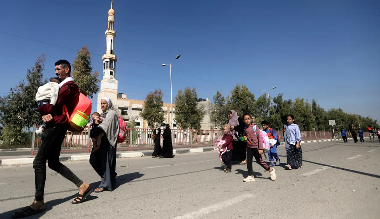 Dalam keterangan unggahannya, Avichay menyebut, jika para pemimpin Hamas menggunakan warga sipil sebagai perisai. (AP Photo/Mohammed Dahman)