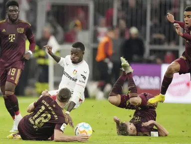 Bayern Munchen tampil trengginas saat menjamu Bayer Leverkusen pada laga lanjutan Bundesliga 2022/2023. (AP/Matthias Schrader)