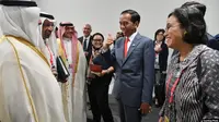 Menkeu Sri Mulyani dan Menlu Retno Marsudi mendampingi Presiden Jokowi bertemu delegasi Arab Saudi dalam acara KTT G20 di Osaka, Jepang, Jumat 28 Juni 2019 (foto: Setpres RI).