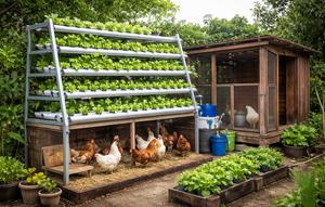 cara membuat kebun ayam sekaligus hidroponik sayur (AI)