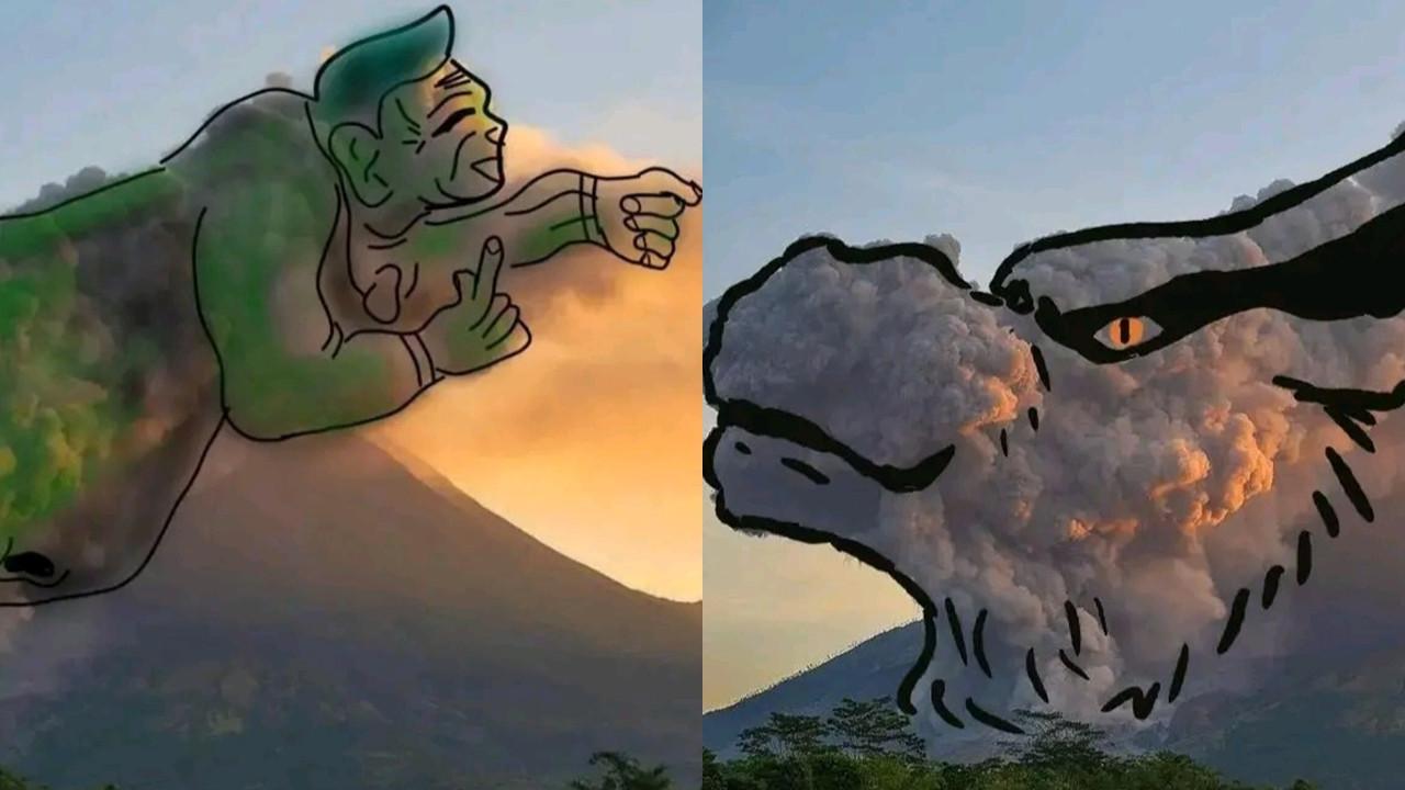 Lukisan Kartun Awan Panas Merapi