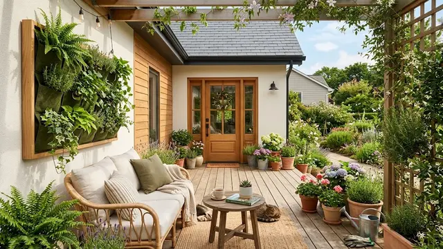 Model Teras Rumah Nyaman untuk Bersantai dan Berkebun/AI Generated