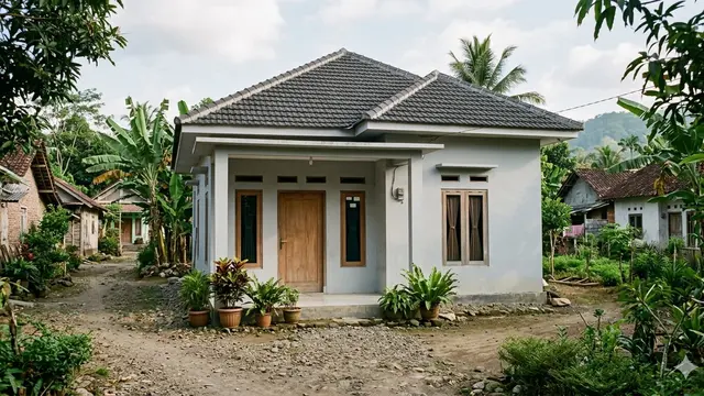 Desain Rumah 1 Lantai 2 Kamar di Desa (Foto: Gemini AI)