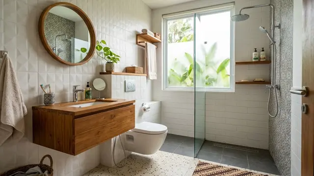 Model Kamar Mandi Kecil dengan Shower yang Tetap Terlihat Luas
