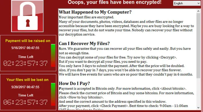Serangan WannaCry. Dok: securelist.com