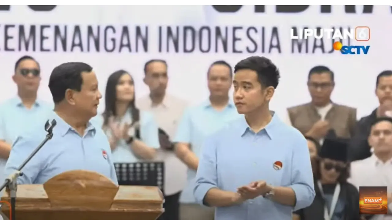 Usai daftar Capres Cawapres, Prabowo-Gibran ke Hall Indonesia Arena GBK bersama para ketum parpol Koalisi Indonesia Maju (KIM) dan menyapa kelompok relawan.Indonesia Arena, Senayan, Jakarta, Rabu (25/10/2023). (Screen Grab/Youtube)