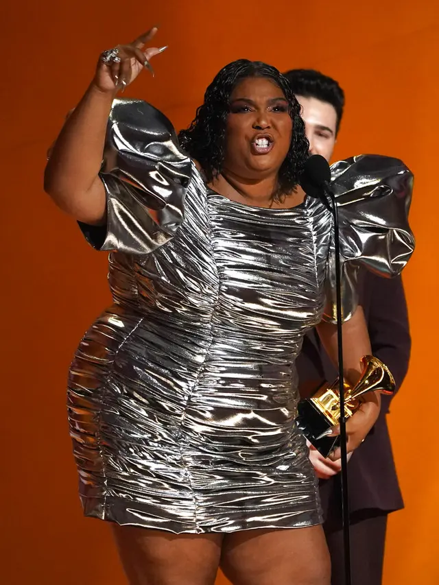 Lizzo di Grammy Awards 2023. (AP Photo/Chris Pizzello)