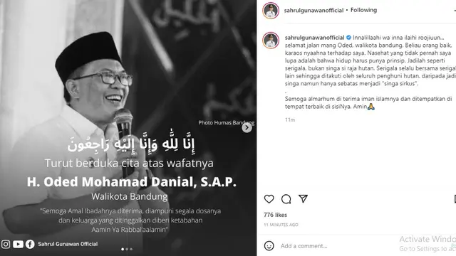 Oded M Danial - Sahrul Gunawan (Foto: Instagram/@sahrulgunawanofficial)
