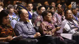 Wakil Presiden RI Jusuf Kalla saat menghadiri Dialog Tingkat Tinggi tentang Pembiayaan dan Asuransi Risiko Bencana selama acara IMF-World Bank Group 2018, Bali, Rabu (10/10). (Liputan6.com/Angga Yuniar)