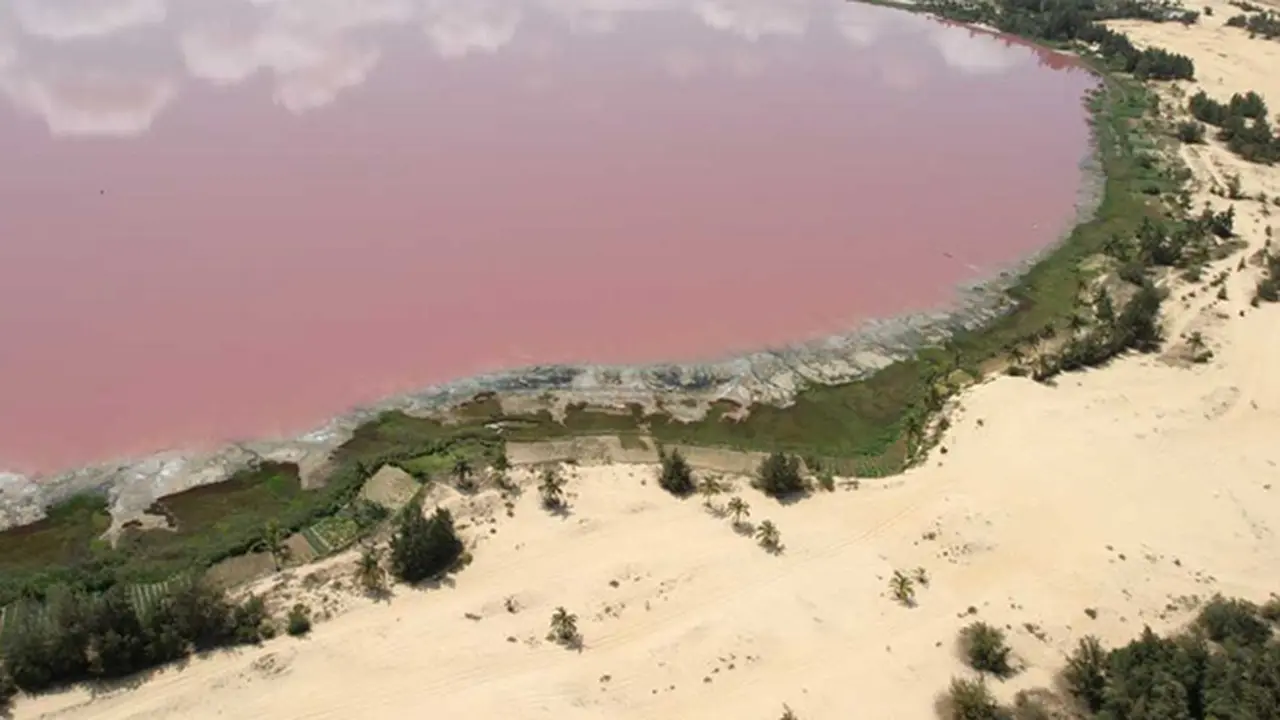 Indahnya Danau Retba, Seperti Milkshake Stroberi Raksasa 
