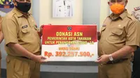 Secara simbolis dana yang terkumpul diserahkan oleh Sekretaris Daerah, A. Hamid kepada Wali Kota Tarakan, Dr. H. Khairul, M.kes.