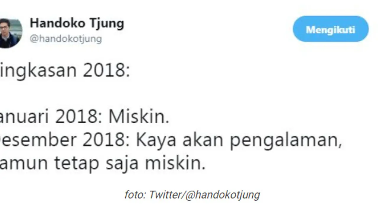 6 Cuitan Lucu Ringkasan 2018, Bikin Senyum Kecut