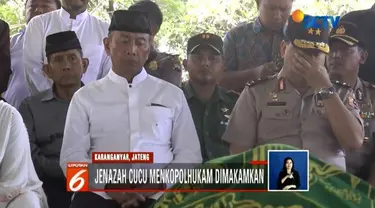 Jenazah cucu Wiranto, Ahmad Daniyal Alfatih, dimakamkan di Karanganyar, Jawa Tengah. Wiranto mengungkapkan keikhlasan keluarga melepas kepergian Daniyal.