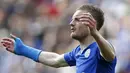 Jamie Vardy berada pada urutan ketiga Indeks pemain dengan penampilan terbaik Liga Inggris hingga pekan ke-34 dengan poin 865.  (Action Images via Reuters/Carl Recine)