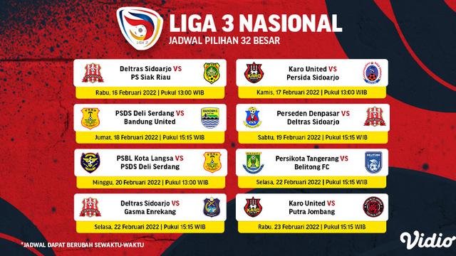 Link Live Streaming Pertandingan Liga 3 Nasional Babak 32 Besar di Vidio Pekan Ini