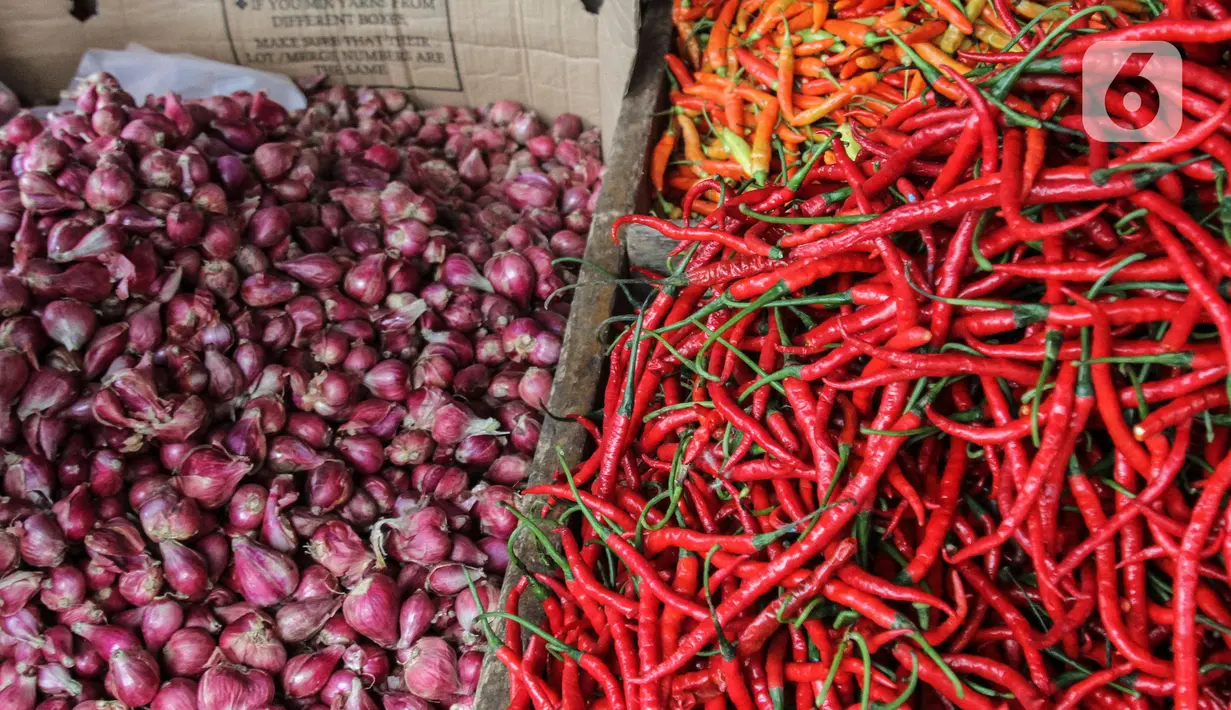 Cabai keriting terlihat di Pasar Kebayoran Lama, Jakarta, Rabu, (13/7/2022). Harga cabai di pasar tradisional kebayoran lama semakin melambung tinggi, pedagang menjelaskan harga cabai yang awal harga normalnya Rp 30.000 sampai Rp 40.000 per kilogram sekarang harga cabai keriting mencapai Rp 140.000 per kilogram. (Liputan6.com/Johan Tallo)