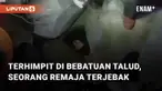 Seorang remaja terhimpit di bebatuan talud mengundang perhatian