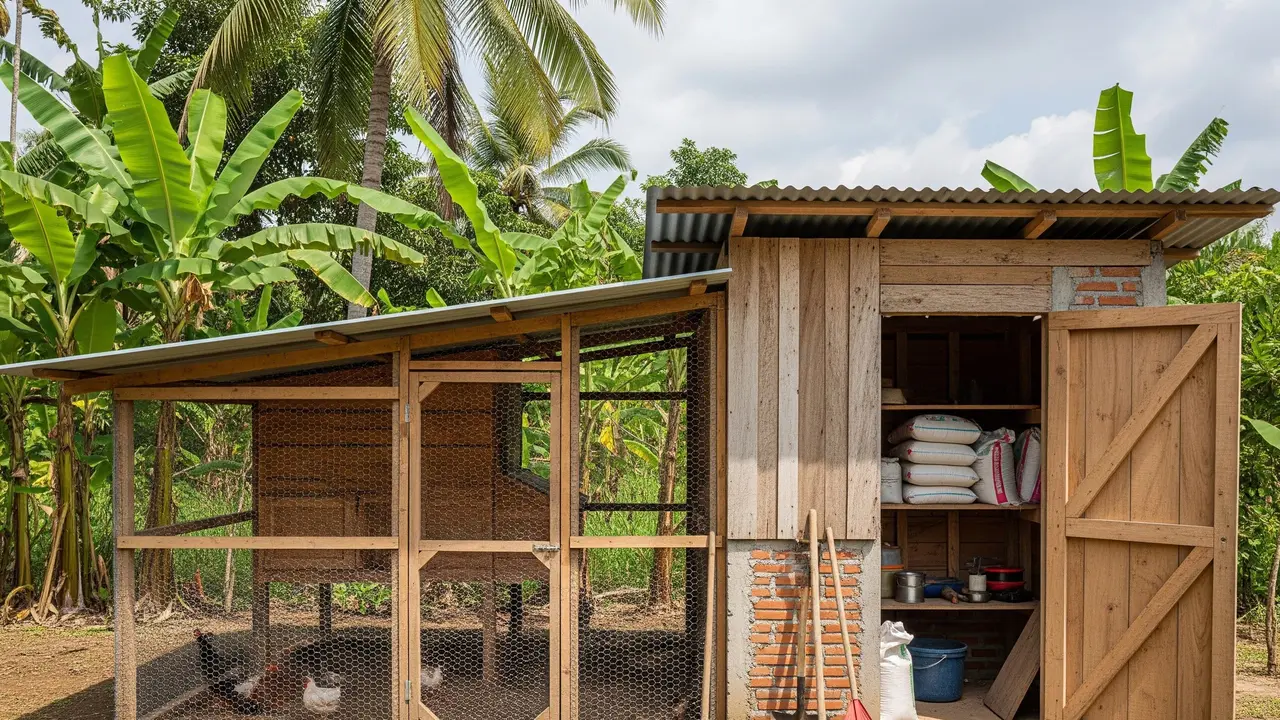 Model Kandang Ayam Multifungsi Sekaligus Tempat Penyimpanan Pakan