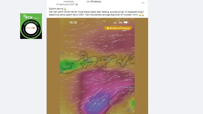 Tangkapan layar klaim wilayah NTT dilanda badai pada 12 Maret 2024