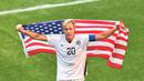 Abby Wambach adalah legenda AS. Wambach adalah pemegang rekor gol internasional terbanyak dengan 184 gol dan meraih gelar juara Piala Dunia bersama Timnas AS. (AFP/Nicholas Kamm)