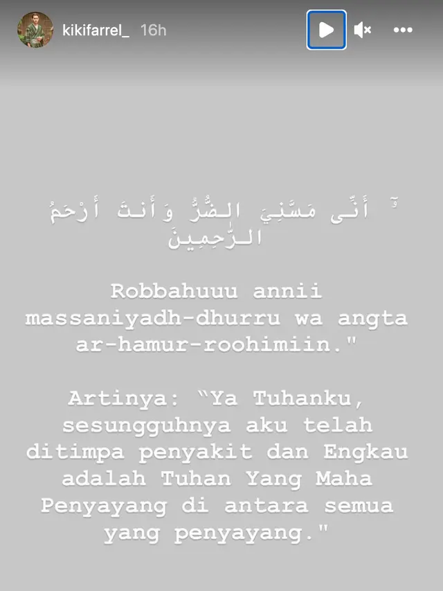 Unggahan Kiki Farrel. (Foto: Dok. Instagram terverifikasi @kikifarrel_)