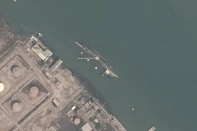 Kapal Capsized. Foto: Google Earth
