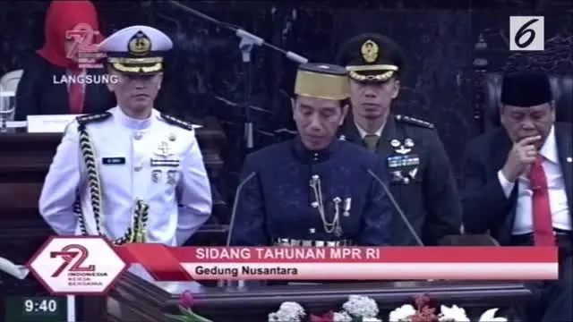 Dalam sidang tahunan dalam rangka HUT ke-72 Kemerdekaan Republik Indonesia ini, Presiden Joko Widodo menyampaikan pidato kenegaraannya.
