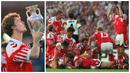 Denmark - Jalan penuh keberuntungan Denmark dimulai ketika mendapat tiket gratis dari Yugoslavia yang menarik diri akibat perang saudara, buruknya penampilan Prancis dan Inggris, dan memenangkan pinalti melawan Belanda di semifinal. Mereka juga tumbangkan Jerman di babak Final. (Foto kolase: AFP)
